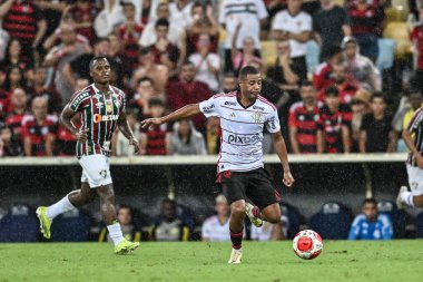 Rio, Brezilya - 09 Mart 2024, Bruno Henrique Fluminense ile Flamengo arasındaki maçta Maracana Stadyumu 'nda Carioca Şampiyonası yarı finalinde