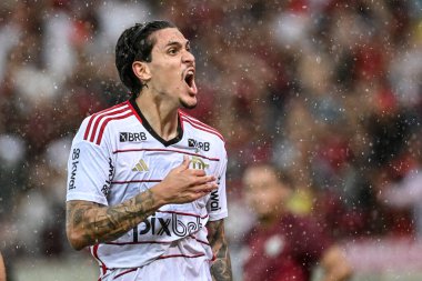 Rio, Brezilya - 09 Mart 2024, Pedro Fluminense ile Flamengo arasındaki maçta Maracana Stadyumu 'nda Carioca Şampiyonası yarı finalinde