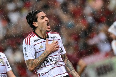 Rio, Brezilya - 09 Mart 2024, Pedro Fluminense ile Flamengo arasındaki maçta Maracana Stadyumu 'nda Carioca Şampiyonası yarı finalinde