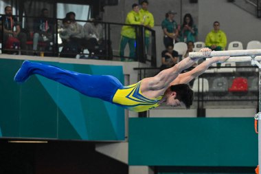 Santiago, Şili, 23 Ekim 2023, Arthur Mariano (BRA) 2023 Pan Amerikan Oyunları 'nda erkek Artistik