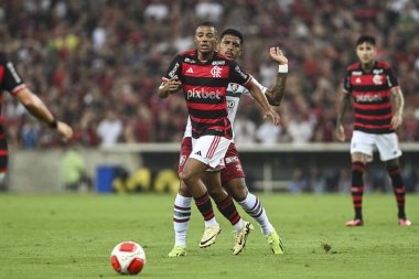 Rio, Brezilya - Mart, 16 2024, De La Cruz, Maracana Stadyumu 'nda Carioca yarı final şampiyonluğu ile Flamengo Fluminense arasındaki maçta