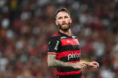 Rio, Brezilya - Mart, 16 2024, Leo Pereira Flamengo ile Fluminense arasındaki maçta Maracana Stadyumu 'nda Carioca yarı final karşılaşmasında