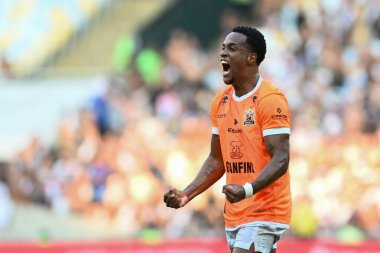 Rio, Brezilya - Mart 17 2024, Maracana Stadyumu 'nda oynanan yarı final Carioca şampiyonasında Nova Iguacu ile Vasco arasındaki maçta Xandinho oyuncusu