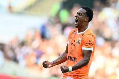 Rio, Brezilya - Mart 17 2024, Maracana Stadyumu 'nda oynanan yarı final Carioca şampiyonasında Nova Iguacu ile Vasco arasındaki maçta Xandinho oyuncusu