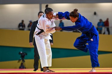 Santiago, Şili, 28 Ekim 2023, Rafaela Silva (BRA) - Judo sırasında Maria Villalba (COL) - Kadınlar -57 kilo - 2023 Pan Amerikan Oyunları 'nda