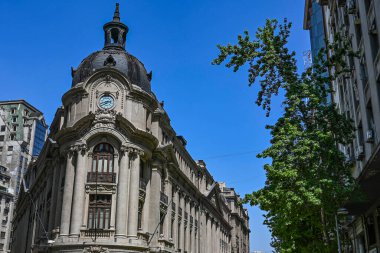 Santiago de Chile şehrinin tarihi manzarası sokakları ve binaları ile