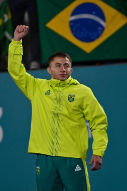 Santiago, Şili, 28 Ekim 2023, Michel Augusto (BRA), Judo sırasında altın - erkekler -60 kg Pan Amerikan Oyunları
