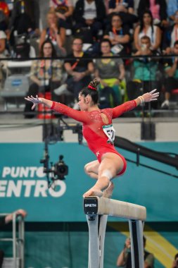 Santiago, Şili, 23 Ekim 2023, Kayla Dicello (ABD) 2023 Pan Amerikan Oyunları 'nda kadın Sanatçı