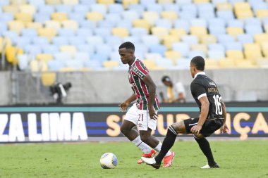 Rio, Brezilya - 20 Nisan 2024, John Arias (Meio Campo) Brezilya 'nın Maracana Stadyumu' nda Fluminense x Vasco arasında oynanan maçta üçüncü tur
