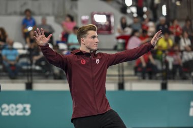 Santiago, Şili, 25 Ekim 2023, Felix Dolci (CAN) bronz, 2023 Pan Amerikan Kargaşası 'nda Erkekler Kasası sırasında