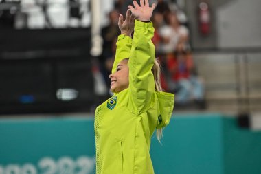 Santiago, Şili, 25 Ekim 2023, Flavia Saraiva (BRA) Womem Denge Işını Pan American Game sırasında gümüş