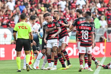 Rio, Brezilya - 11 Mayıs 2024: Everton Cebolinha Brezilya Maracana Stadyumu 'nda oynanan 6. turda Flamengo ve Corinthians arasında oynanan maçta