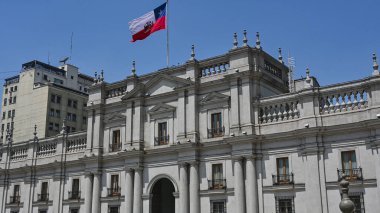 Santiago de Chile şehrinin tarihi manzarası sokakları ve binaları ile