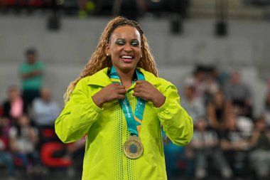 Santiago, Chile, October 25, 2023, Rebeca Andrade (BRA) gold during Womem Balance Beam  Pan American Game clipart