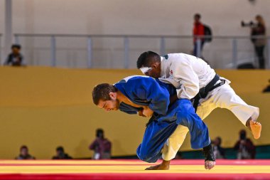 Santiago, Şili, 28 Ekim 2023, Juan Postigos (PER) - Julien Frascadore (CAN) - 2023 Pan Amerikan Oyunları 'nda erkekler -66 kilo