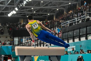 Santiago, Şili, 23 Ekim 2023, Arthur Mariano (BRA) 2023 Pan Amerikan Oyunları 'nda erkek Artistik