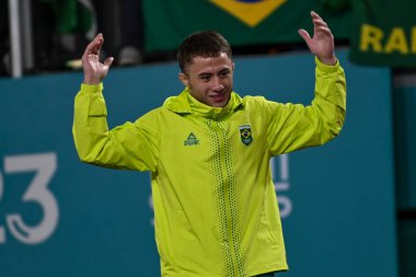 Santiago, Şili, 28 Ekim 2023, Michel Augusto (BRA), Judo sırasında altın - erkekler -60 kg Pan Amerikan Oyunları