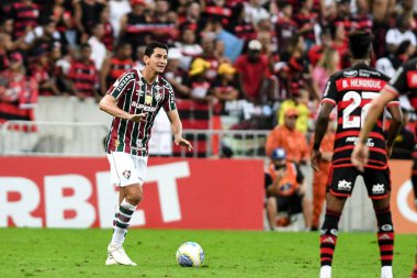 Rio, Brezilya - 23 Haziran 2024: Fluminense ile Flamengo arasındaki maçta Maracana Stadyumu 'nda 11. raunt