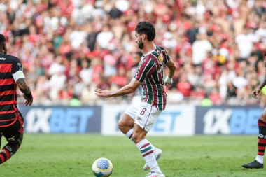 Rio, Brezilya - 23 Haziran 2024: Fluminense ile Flamengo arasında oynanan maçta Maracana Stadyumu 'nda oynanan 11.