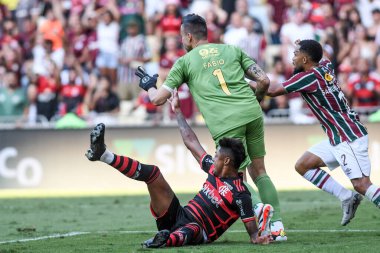 Rio, Brezilya - 23 Haziran 2024: Fluminense ile Flamengo arasında oynanan maçta Brezilya Şampiyonası, Maracana Stadyumu 'nda 11. tur