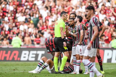 Rio, Brezilya - 23 Haziran 2024: Rafael Rodrigo Klein Fluminense ile Flamengo arasındaki maçta Brezilya Şampiyonası, Maracana Stadyumu 'nda 11. raunt