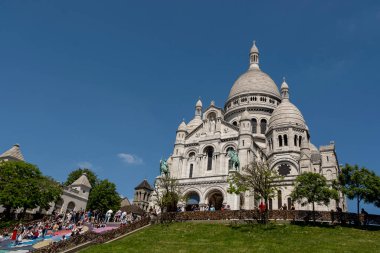 Paris, France, june 07 view of the Sacre Couer basilica at the top of the hill clipart