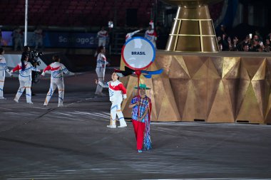 Santiago, Chile - October 20, 2023, Opening ceremony of the 2023 Pan American Games at the Julio Mariinez Pradanos National Stadium, entry of athletes from Brazil clipart