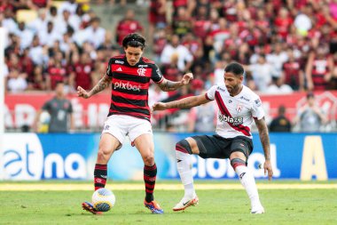 Rio, Brezilya - 28 Temmuz 2024: Maracana Stadyumu 20. turunda Brezilya Şampiyonası 'nda Flamengo x Atletico-GO arasında oynanan maçta Pedro oyuncusu