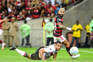 Rio, Brezilya - 28 Temmuz 2024: Brezilya Stadyumu 20. turunda Flamengo x Atletico-GO arasında oynanan maçta Gabi oyuncusu