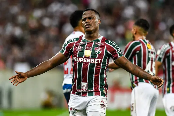 Rio, Brezilya - Ağustos 04: 2024: Fluminense x Bahia ile Brezilya Şampiyonası arasındaki maçta Jhon Arias, Maracana Stadyumu 'nda 21.