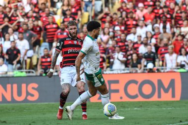 Rio, Brezilya - 11 Ağustos 2024: Leo Pereira Flamengo x Palmeiras arasında oynanan maçta Brezilya Şampiyonası, Maracana Stadyumu 'nda 22.