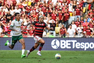 Rio, Brezilya - 11 Ağustos 2024: De Arrascaeta, Brezilya Şampiyonası 'nda Flamengo x Palmeiras arasında oynanan maçta, Maracana Stadyumu' nda 22.