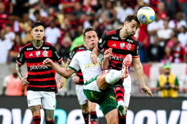 Rio, Brezilya - 11 Ağustos 2024: Brezilya Maracana Stadyumu 'nda oynanan 22. turda Flamengo x Palmeiras maçı