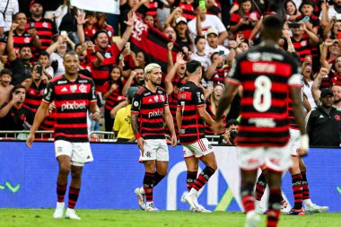 Rio, Brezilya - 11 Ağustos 2024: De Arrascaeta, Brezilya Şampiyonası 'nda Flamengo x Palmeiras arasında oynanan maçta, Maracana Stadyumu' nda 22.