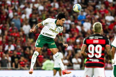 Rio, Brezilya - 11 Ağustos 2024: Gustavo Gomez, Brezilya Şampiyonası 'nda Flamengo x Palmeiras arasında oynanan maçta, Maracana Stadyumu' nda 22.