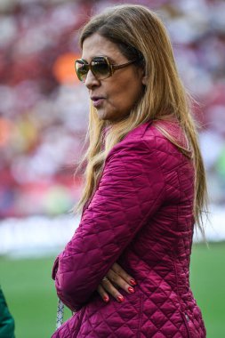 Rio, Brezilya - 11 Ağustos 2024: Maracana Stadyumu 'nda oynanan 22. turda Flamengo x Palmeiras arasında oynanan karşılaşmada Leila Pereira