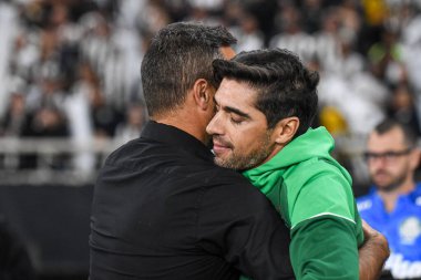 Rio, Brezilya - 14 Ağustos 2024, Abel Ferreira Botafogo (BRA) - Palmeiras (BRA) maçı sırasında Nilton Santos Stadyumu 'nda Libertadores Şampiyonası