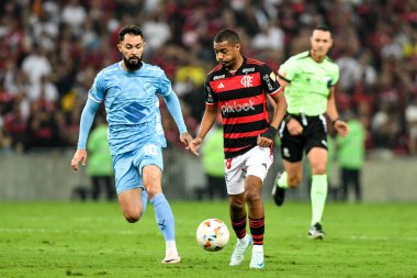 Rio, Brezilya - 15 Ağustos 2024, De La Cruz, Flamengo (BRA) - Bolivar (BOL) maçı sırasında Maracana Stadyumu 'nda Libertadores Kupası