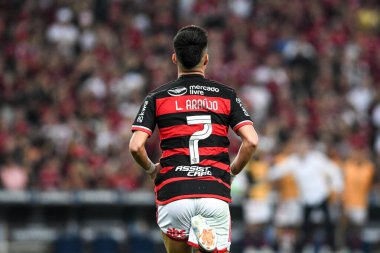 Rio, Brezilya - 15 Ağustos 2024, Luiz Araujo Flamengo (BRA) - Bolivar (BOL) maçı sırasında Maracana Stadyumu 'nda Libertadores Kupası