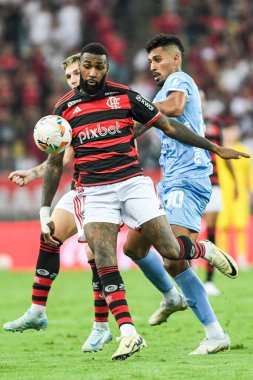 Rio, Brezilya - 15 Ağustos 2024, Gerson, Flamengo (BRA) - Bolivar (BOL) maçı sırasında Maracana Stadyumu 'nda Libertadores Kupası