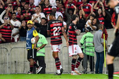 Rio, Brezilya - 15 Ağustos 2024, Leo Pereira Flamengo (BRA) - Bolivar (BOL) maçı sırasında Maracana Stadyumu 'nda Libertadores Kupası