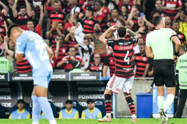 Rio, Brezilya - 15 Ağustos 2024, Leo Pereira Flamengo (BRA) - Bolivar (BOL) maçı sırasında Maracana Stadyumu 'nda Libertadores Kupası