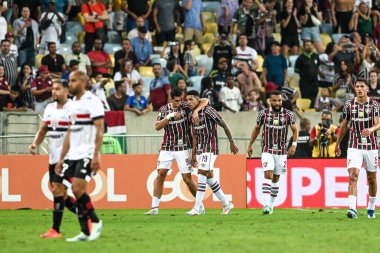 Rio, Brezilya - Eylül 01, 2024: Kaua Elias Fluminense ile Sao Paulo arasında oynanan maçta Brezilya Şampiyonası, Maracana Stadyumu 'nda 25.