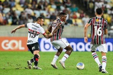 Rio, Brezilya - Eylül 01, 2024: Jhon Arias Fluminense ile Sao Paulo arasındaki maçta Brezilya Şampiyonası, Maracana Stadyumu 'nda 25.