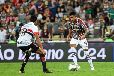 Rio, Brezilya - Eylül 01, 2024: Kaua Elias Fluminense ile Sao Paulo arasında oynanan maçta Brezilya Şampiyonası, Maracana Stadyumu 'nda 25.