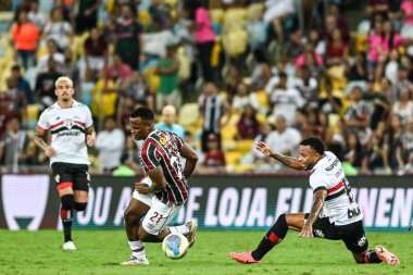 Rio, Brezilya - Eylül 01, 2024: Jhon Arias Fluminense ile Sao Paulo arasındaki maçta Brezilya Şampiyonası, Maracana Stadyumu 'nda 25.