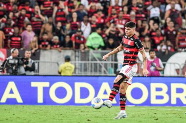 Rio, Brezilya - 12 Eylül 2024: Luiz Araujo Brezilya Kupası 'nda Flamengo x Bahia ile oynanan maçta Maracana Stadyumu' nda çeyrek final maçı