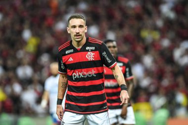 Rio, Brezilya - 12 Eylül 2024: Leo Ortiz Brezilya Kupası 'nda Flamengo x Bahia ile oynanan maçta Maracana Stadyumu' nda çeyrek final maçı