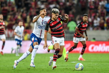 Rio, Brezilya - 12 Eylül 2024: Luiz Araujo Brezilya Kupası 'nda Flamengo x Bahia ile oynanan maçta Maracana Stadyumu' nda çeyrek final maçı