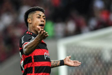 Rio, Brezilya - 12 Eylül 2024: Bruno Henrique Brezilya Kupası 'nda Flamengo x Bahia ile oynanan maçta Maracana Stadyumu' nda çeyrek final maçı